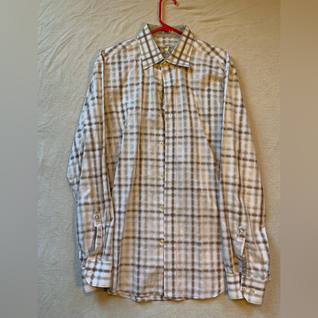 Bugatchi Brown Checkered Gingham Button Down